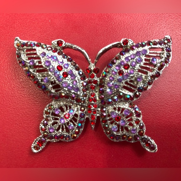 Formal Shiny Rhinestone Brooch Exquisite Butterfly Pin Party Sequins Colourful - Picture 3 of 12